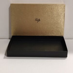 Vintage gift box empty Rolfs features stunning metallic gold cover exterior